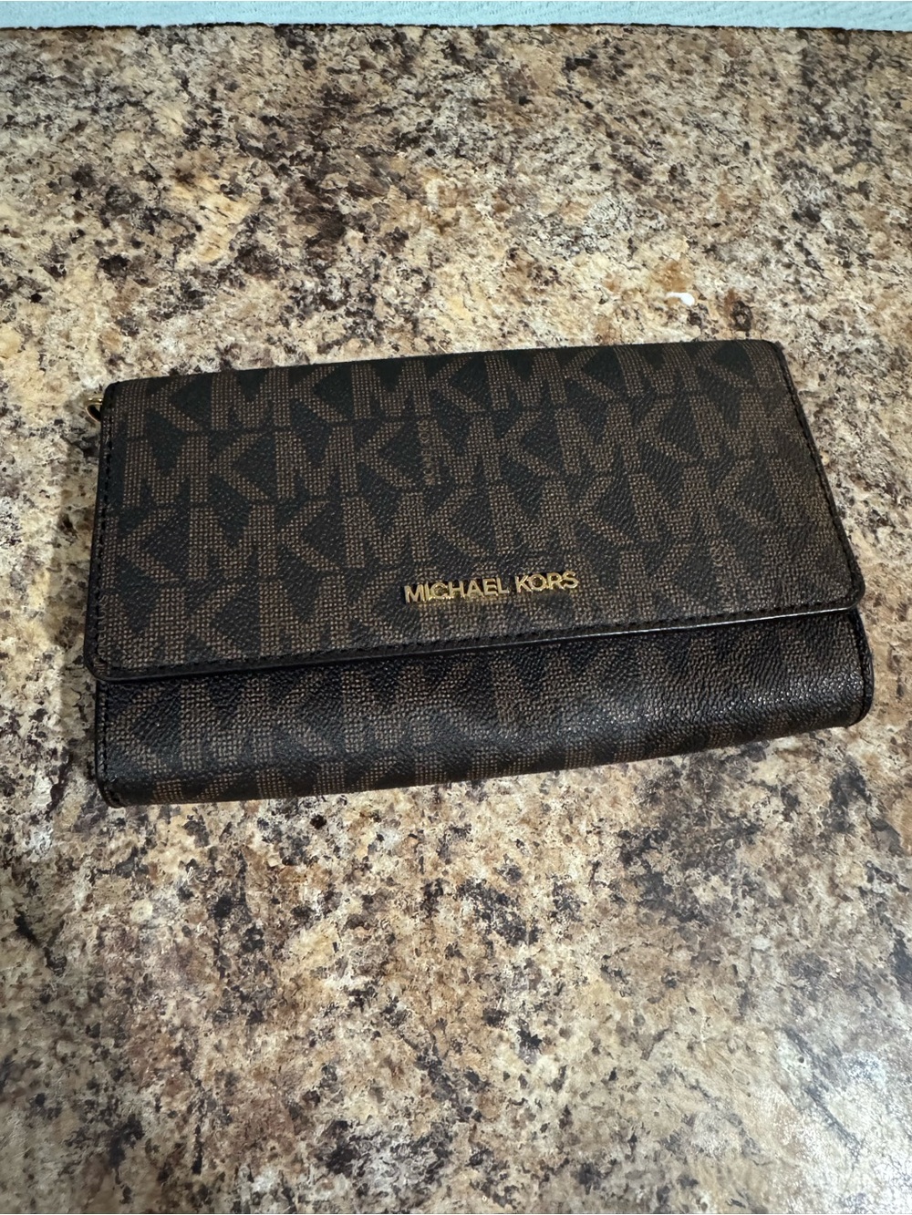 Michael Kors Brown and Black MK Logo Continental Wallet